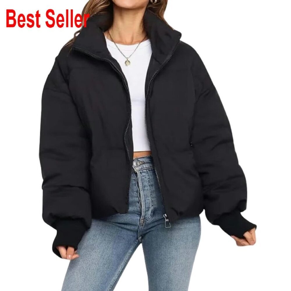 Cropped Puffer Jacket Quilted Lightweight Winter Coat Chic Outerwear